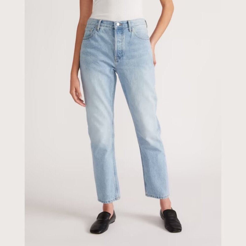 Everlane 90s Cheeky Straight Jeans Womens 33 Light Wash Button Fly